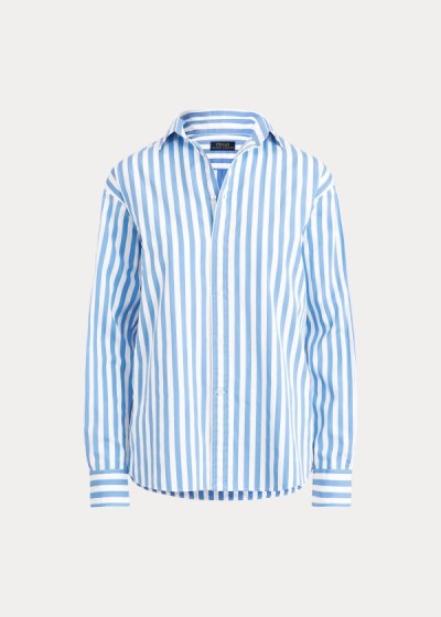 Camisa Polo Ralph Lauren Mujer Azules / Blancos - Striped Cotton - APRNE3645